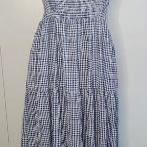 Elegant Blue and White Checkered Maxi Dress By If She Loves